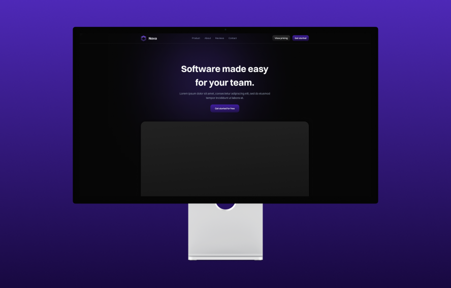 A computer showing the hero section of the Nova website