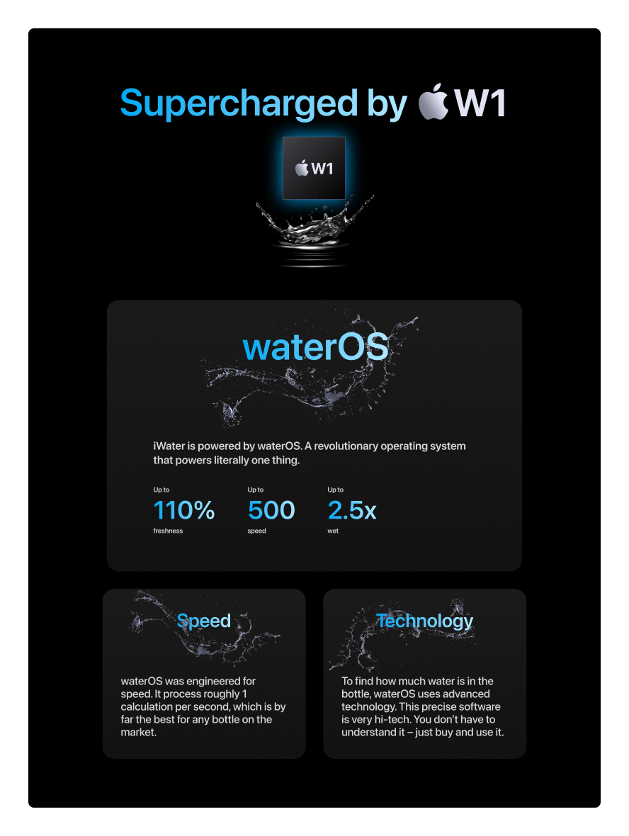 Section showing the W1 chip powering iWater