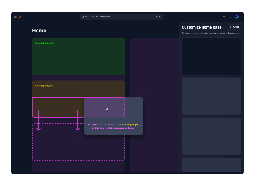 Prototype of a customizable homepage using drag-and-drop widgets